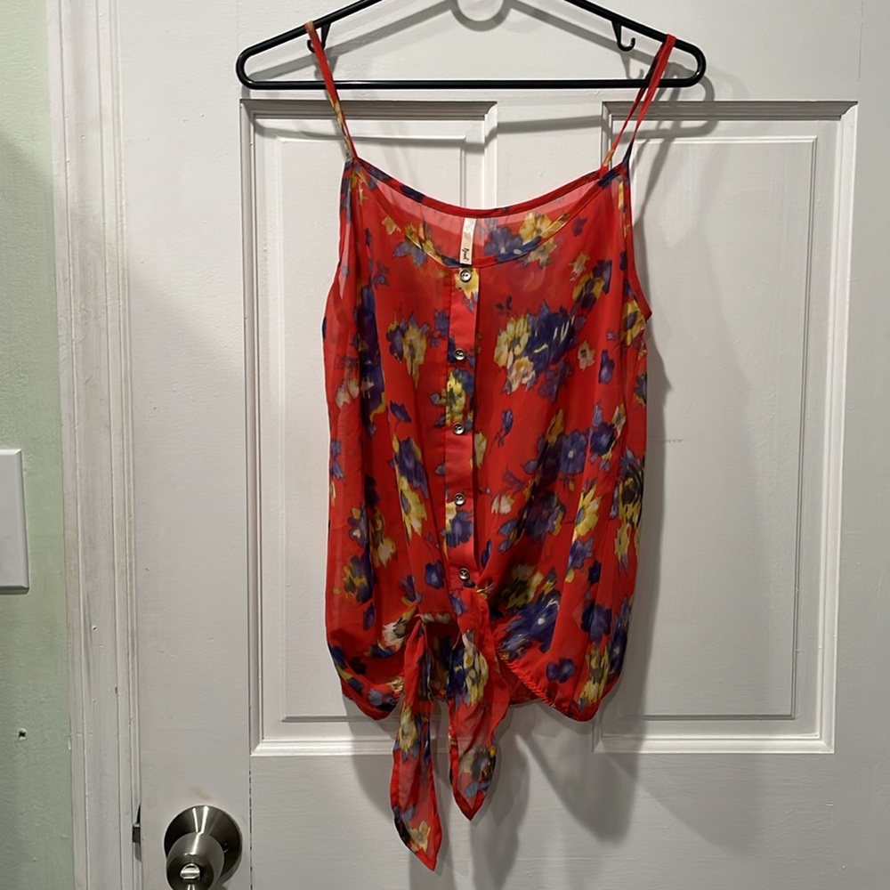 Red Floral tank top